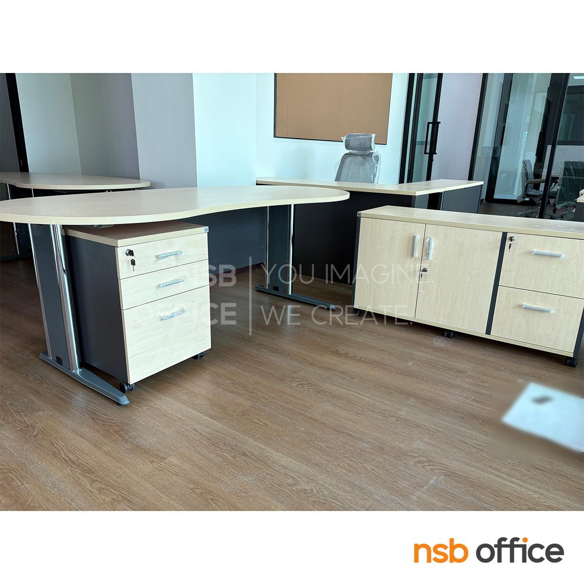 โต๊ะผู้บริหาร รุ่น Bersches (เบอร์เชส) ขนาด 200W cm. พร้อมตู้ข้างและลิ้นชักล้อเลื่อน