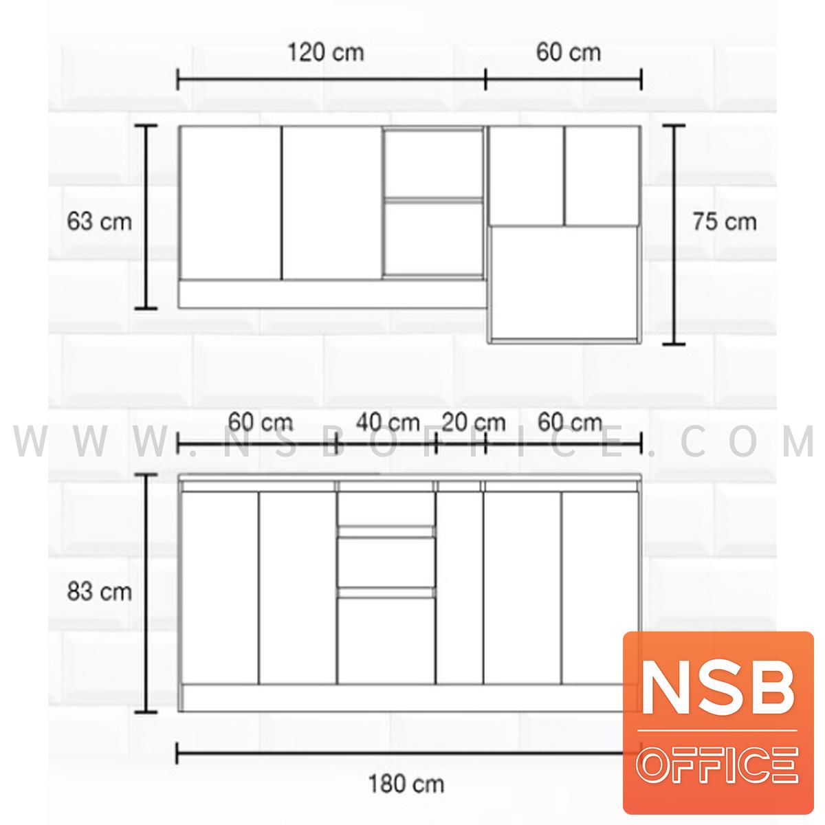 ตู้ครัวสำเร็จรูปพร้อมตู้แขวนลอย รุ่น Caron (คารอน) ขนาด 180W cm. 