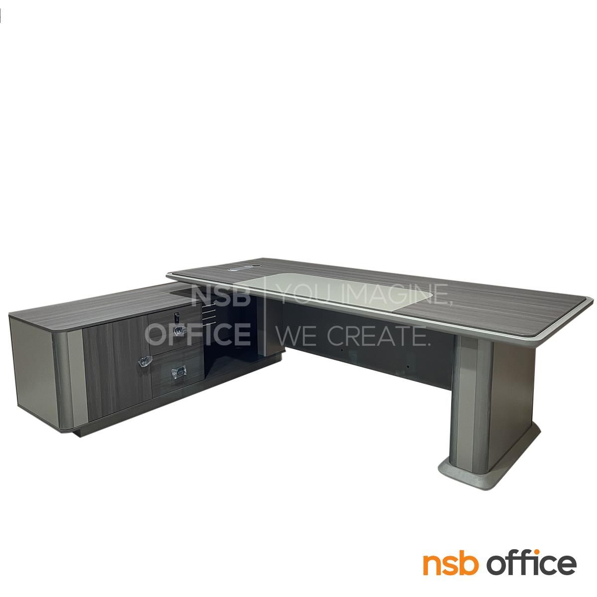 โต๊ะทำงานผู้บริหารตัวแอล รุ่น Sotus (โซตัส) ขนาด 260W cm. พร้อมตู้ข้าง