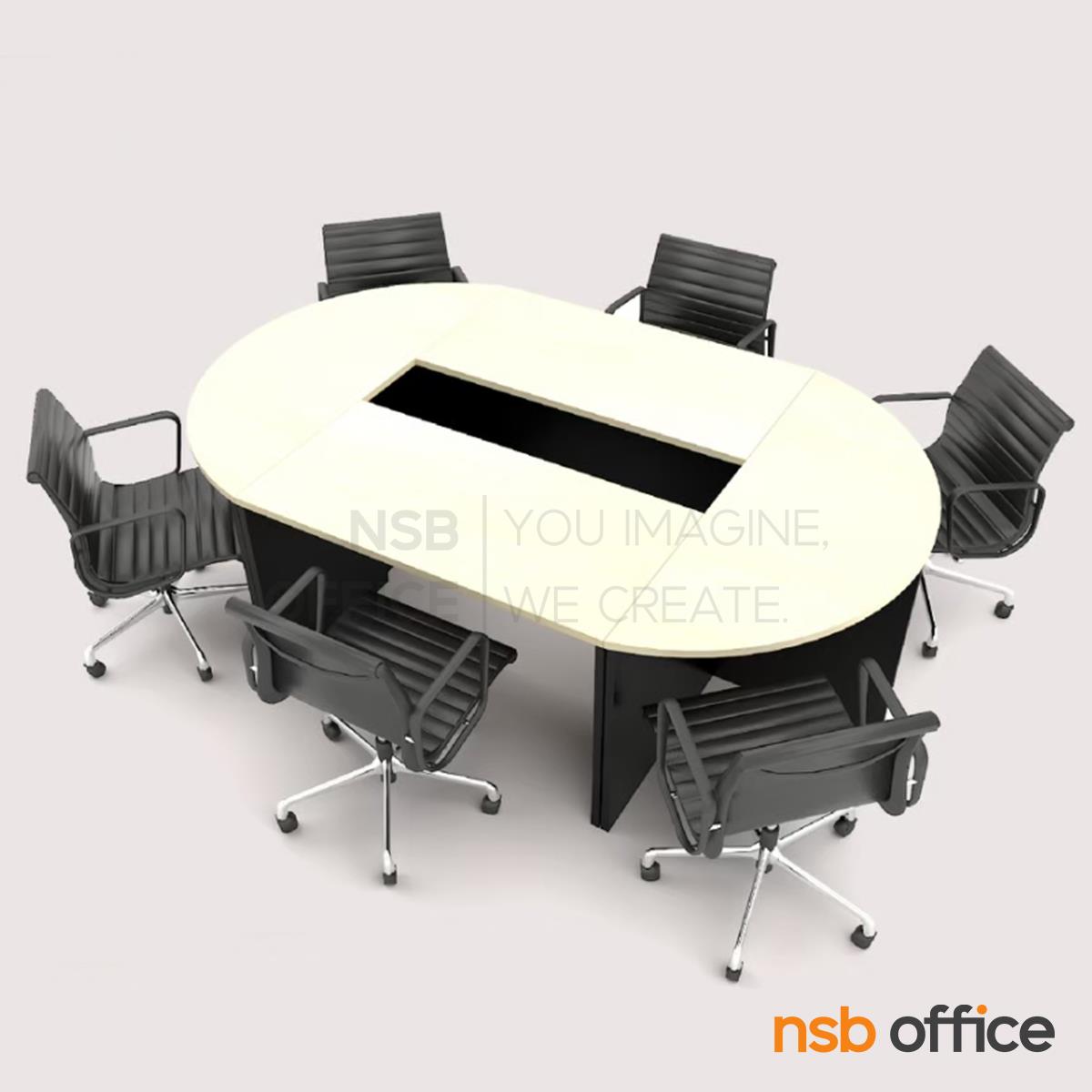 โต๊ะประชุมหัวโค้ง รุ่น Darnell (ดาร์เนลล์) ขนาด 240W, 270W, 450W cm. เมลามีนฟลอยด์ โครงขาสีดำ