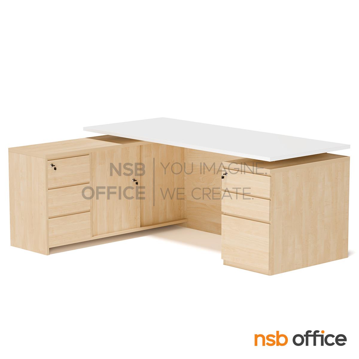 โต๊ะผู้บริหารตัวแอล รุ่น Navel (นาเวล) ขนาด 180W cm.  