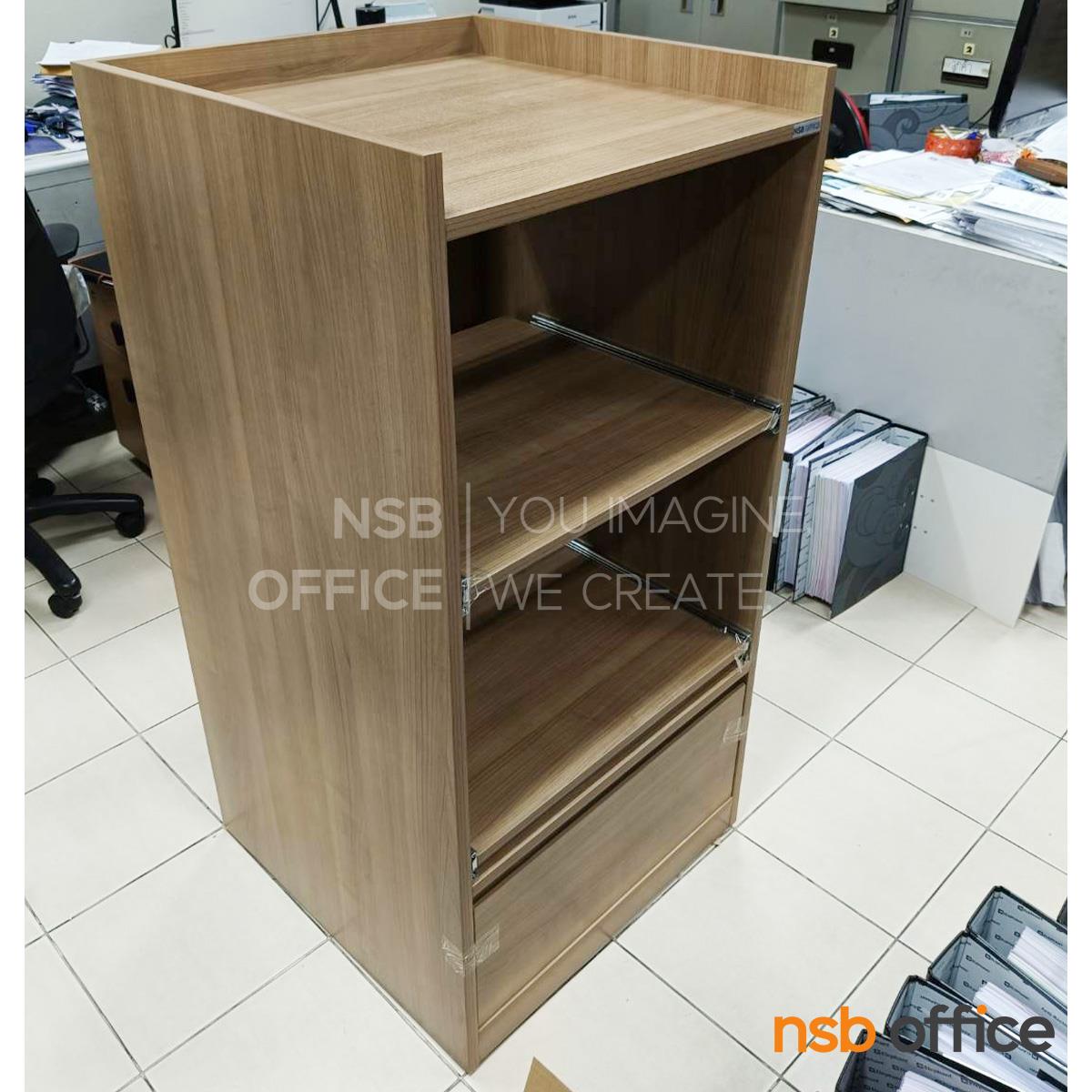 ตู้วางปริ้นเตอร์ ระบบถาดเลื่อน รุ่น Print tower - B  หน้าบานเพ่ (วางได้ 3 เครื่อง)