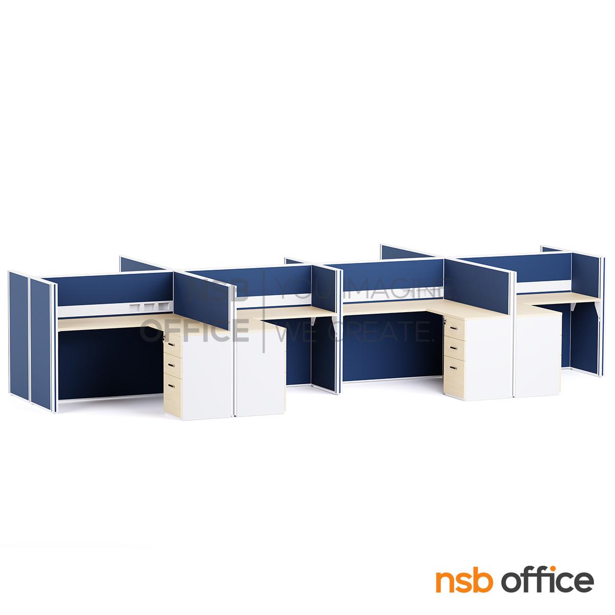 โต๊ะทำงานกลุ่มตัวแอล รุ่น Vignette (วิกเน็ต) 4, 6 และ 8 ที่นั่ง พร้อมพาร์ทิชั่นทึบ รางไฟตรงกลาง