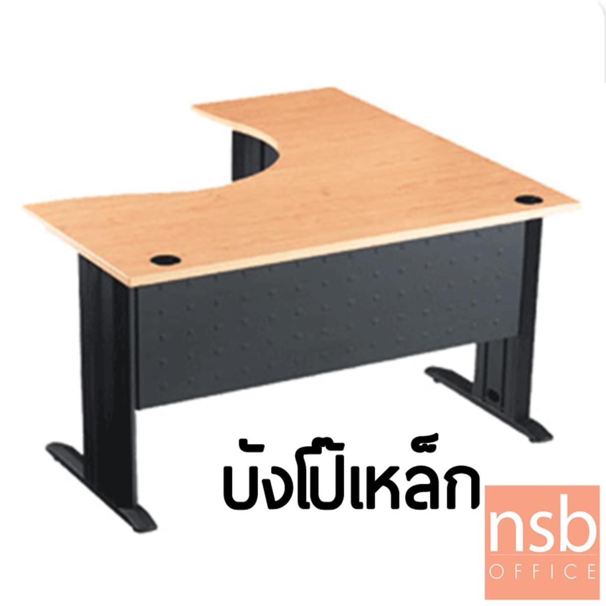 โต๊ะทำงานตัวแอลหน้าโค้งเว้า  รุ่น S-DK-62121  ขนาด 120W1*120W2 cm. ขาเหล็กตัวแอลพ่นดำ