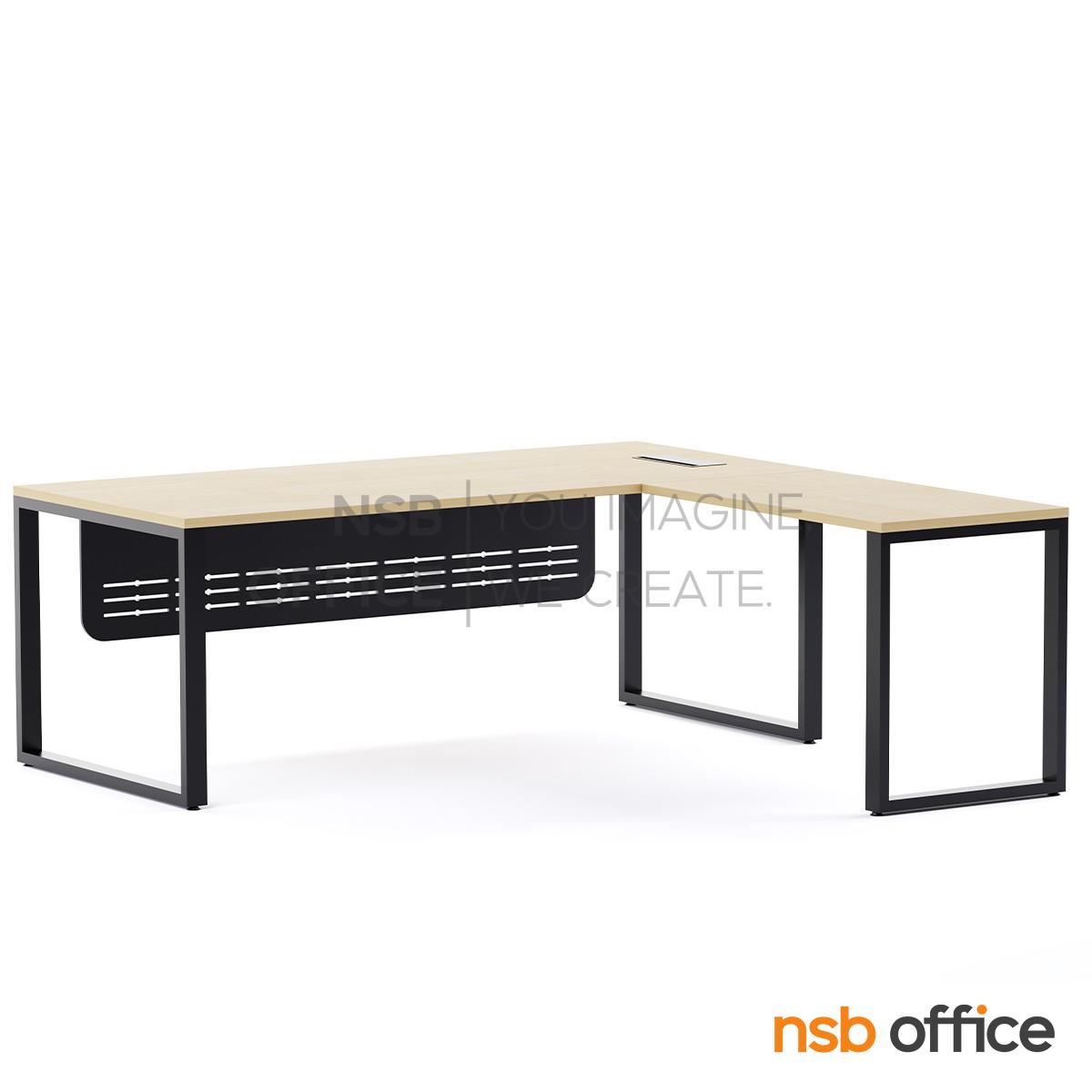 โต๊ะทำงานผู้บริหารตัวแอล รุ่น Henery (เฮนเนอรี) ขนาด 200W1*190W2 cm. บังตาเหล็ก