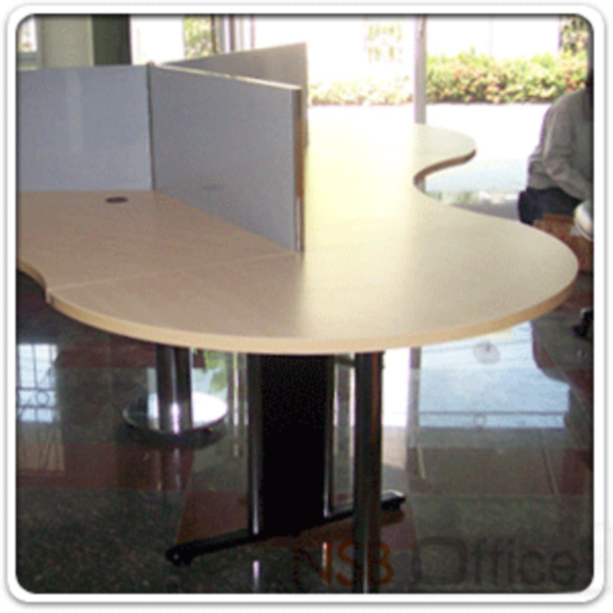 โต๊ะเข้ามุมหัวโค้งแต่ไม่ครึ่งวงกลม รุ่น NSB-2045 ขนาด 120W ,150W ,160W*45D cm.  ขากลมโครเมี่ยม