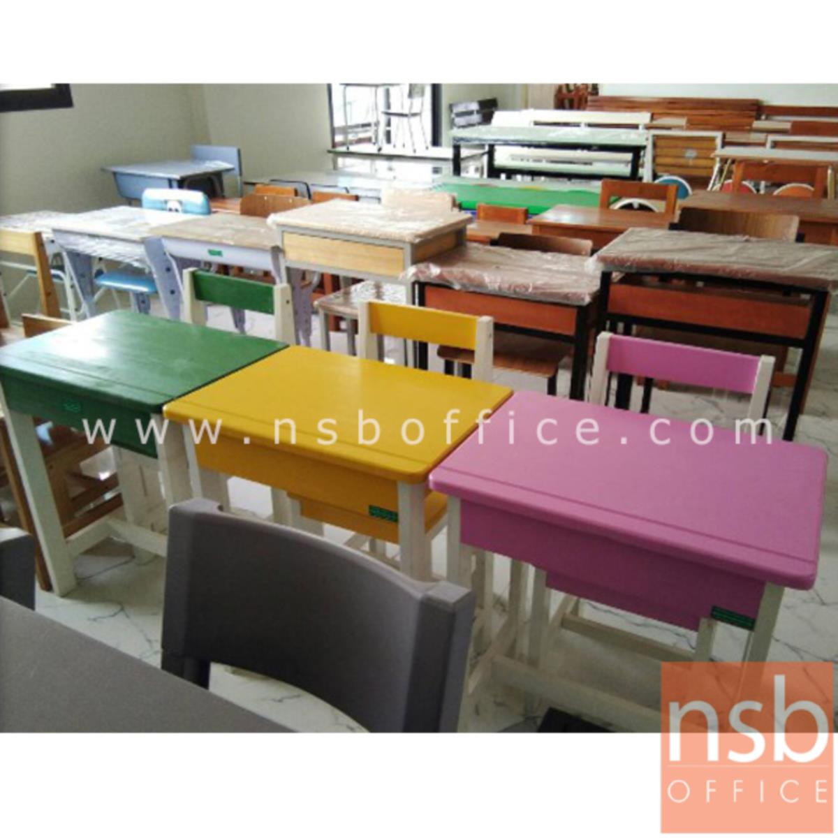 ชุดโต๊ะและเก้าอี้นักเรียนไม้ยางพาราสีสัน รุ่น ARKANSAS (อาร์แคนซอส์)  ระดับประถมศึกษา