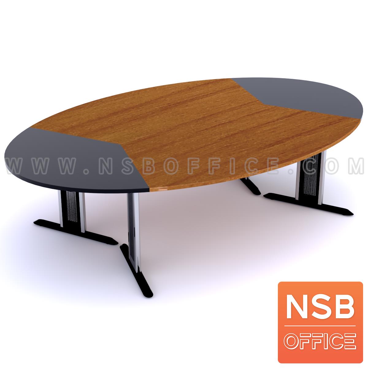 A05A010:โต๊ะประชุมทรงวงรี   10, 12 ที่นั่ง ขนาด 260W, 280W cm. ขาเหล็กตัวที