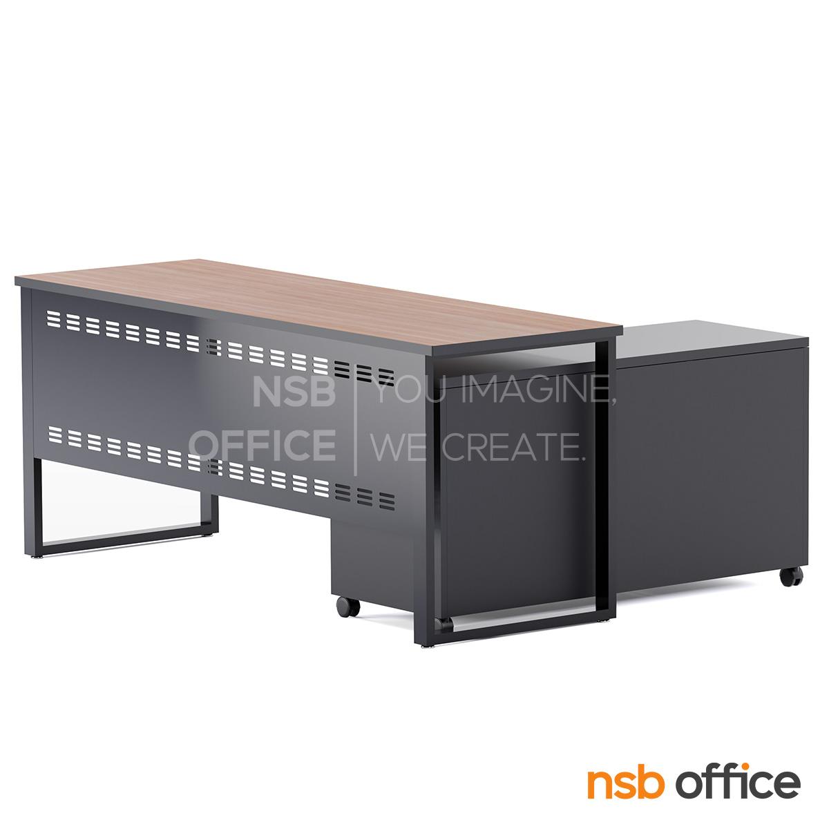 โต๊ะผู้บริหารตัวแอล รุ่น Whisky (วิสกี้) ขนาด 180W cm.  พร้อมตู้ข้างล้อเลื่อน