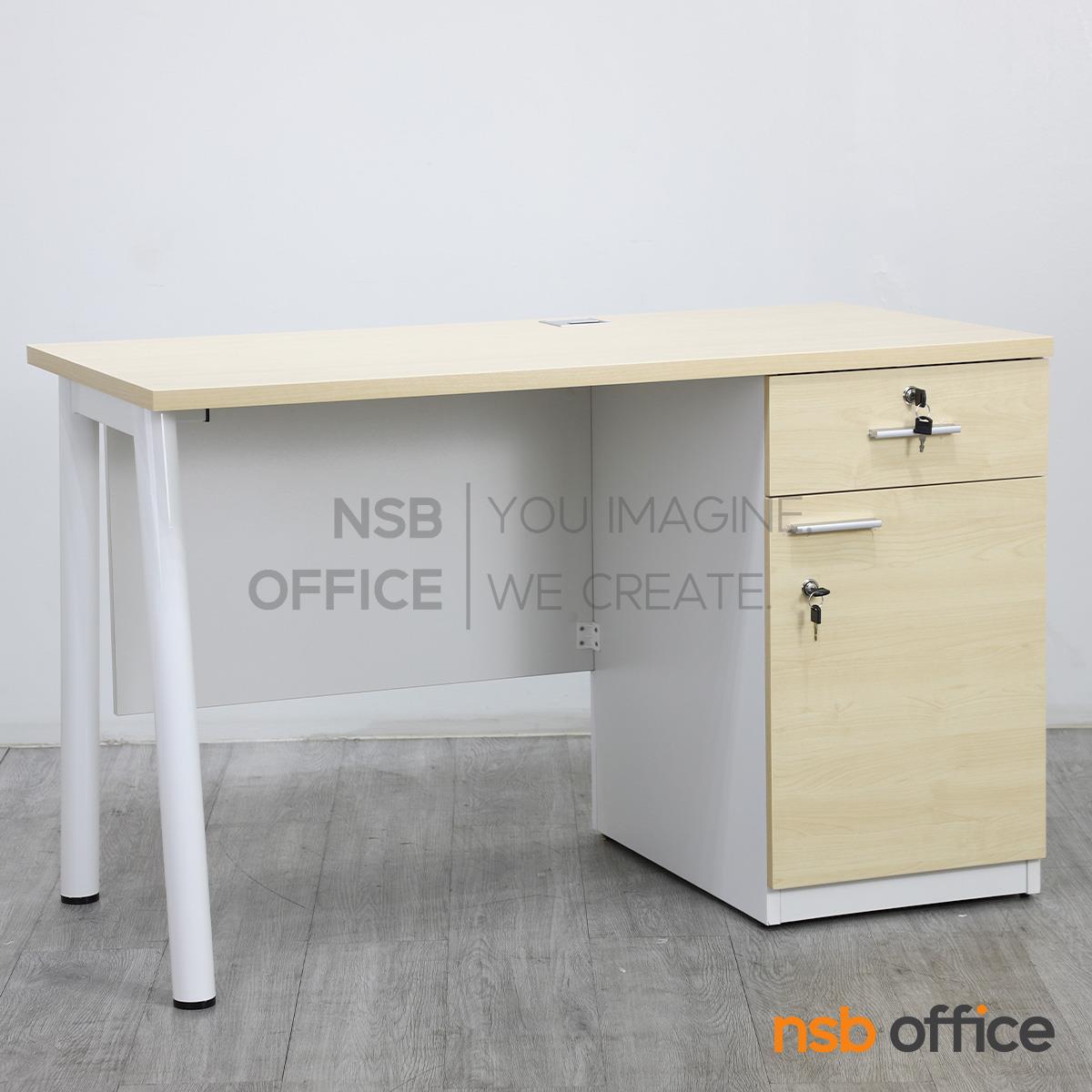 โต๊ะทำงาน 2 ลิ้นชัก รุ่น Jabassa (จาบัสซา) ขนาด 120W cm. บังตาไม้ ขาเหล็ก