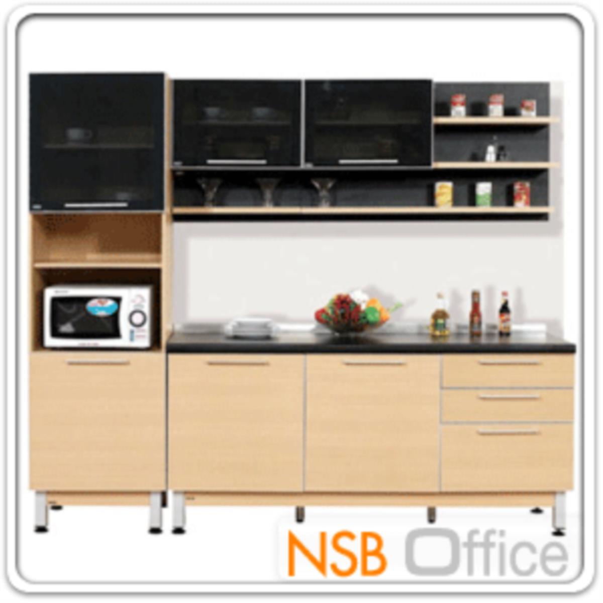 ชุดตู้ครัวสีบีทดำ 240W cm. รุ่น STEP-142 (สำหรับครัวเปียกและครัวแห้ง) 