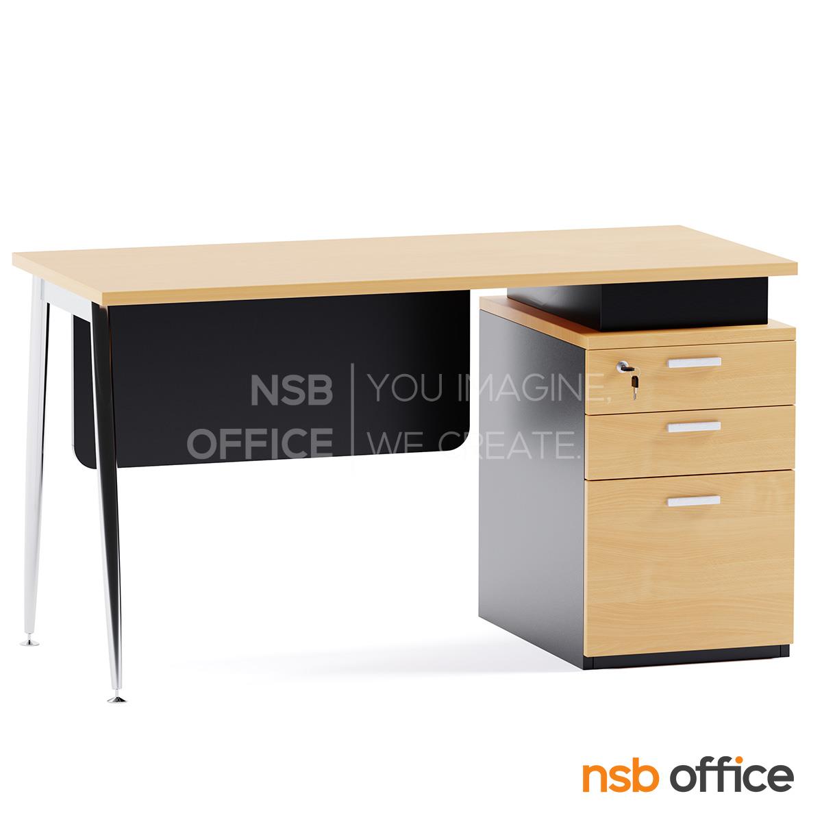 โต๊ะทำงาน 3 ลิ้นชัก รุ่น Gerhard (แกร์ฮาร์ท) ขนาด 120W, 150W cm. บังตาไม้ ขาเหล็ก