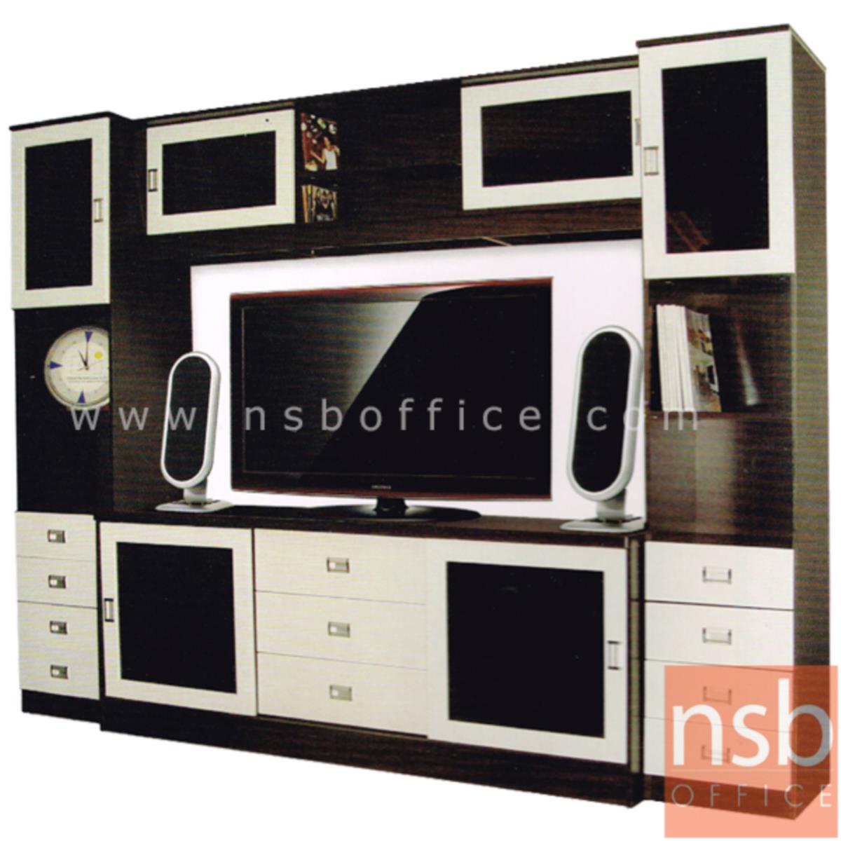 C08A023:ชุดตู้วางทีวีต่อไม้ MDF สูง 200 ซม.  รุ่น Connelly (คอนเนลลี)  สีโอ๊ค