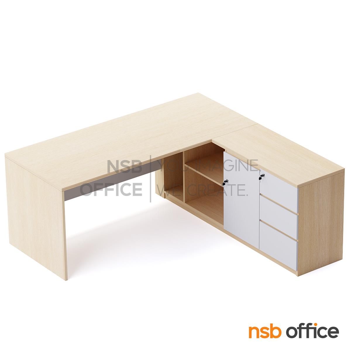 โต๊ะผู้บริหารตัวแอล รุ่น Verris (เวอร์ริส) ขนาด 180W cm.  พร้อมตู้ข้าง