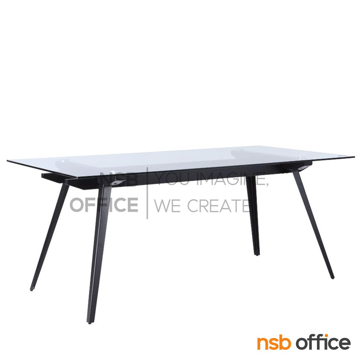 A05A290:โต๊ะประชุมกระจกทรงสี่เหลี่ยม รุ่น Orlen (ออร์เลน) ขนาด 180W cm.  ขาเหล็ก
