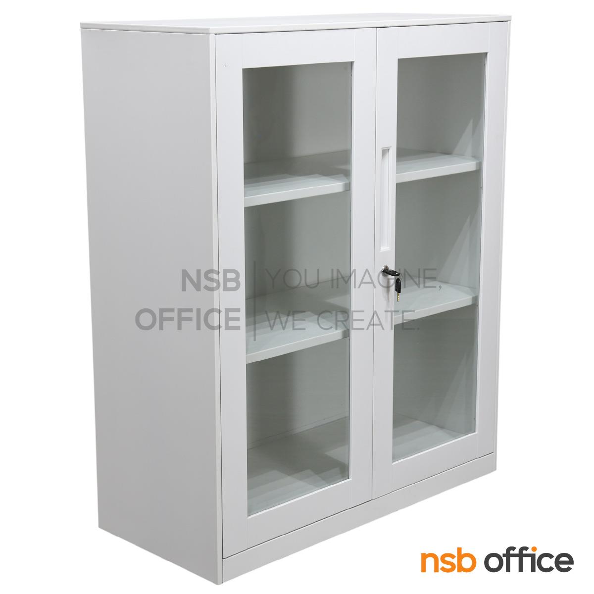 ตู้เหล็ก 2 บานเปิดกระจก รุ่น Mavilla (มาวิลล่า) ขนาด 90W* 40D* 109H cm. 