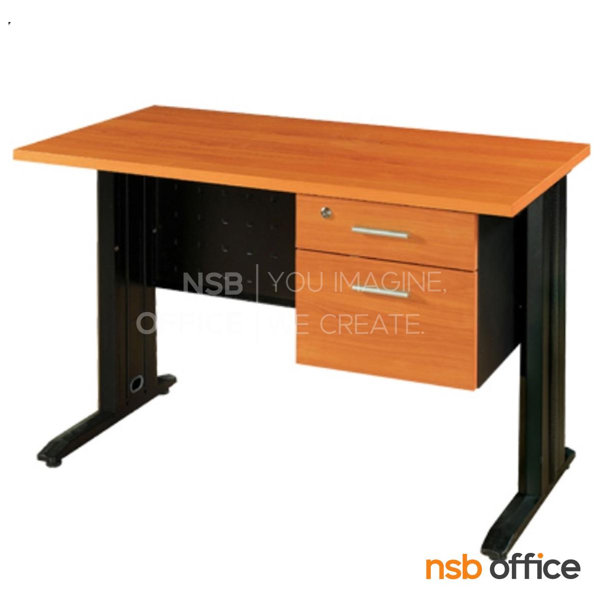 A10A003:โต๊ะทำงาน 2 ลิ้นชัก 120W*75H cm.  รุ่น S-DK-2021   ขาเหล็กตัวแอลสีดำ