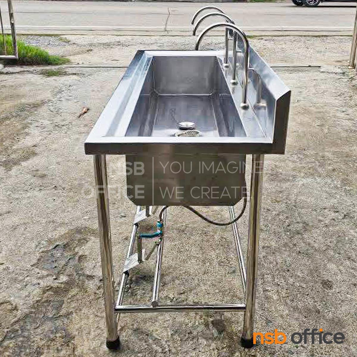 อ่างซิงค์สแตนเลส 1 หลุมยาว 3 ก็อก รุ่น Kansas (แคนซัส)  ระบบเท้าเหยียบ