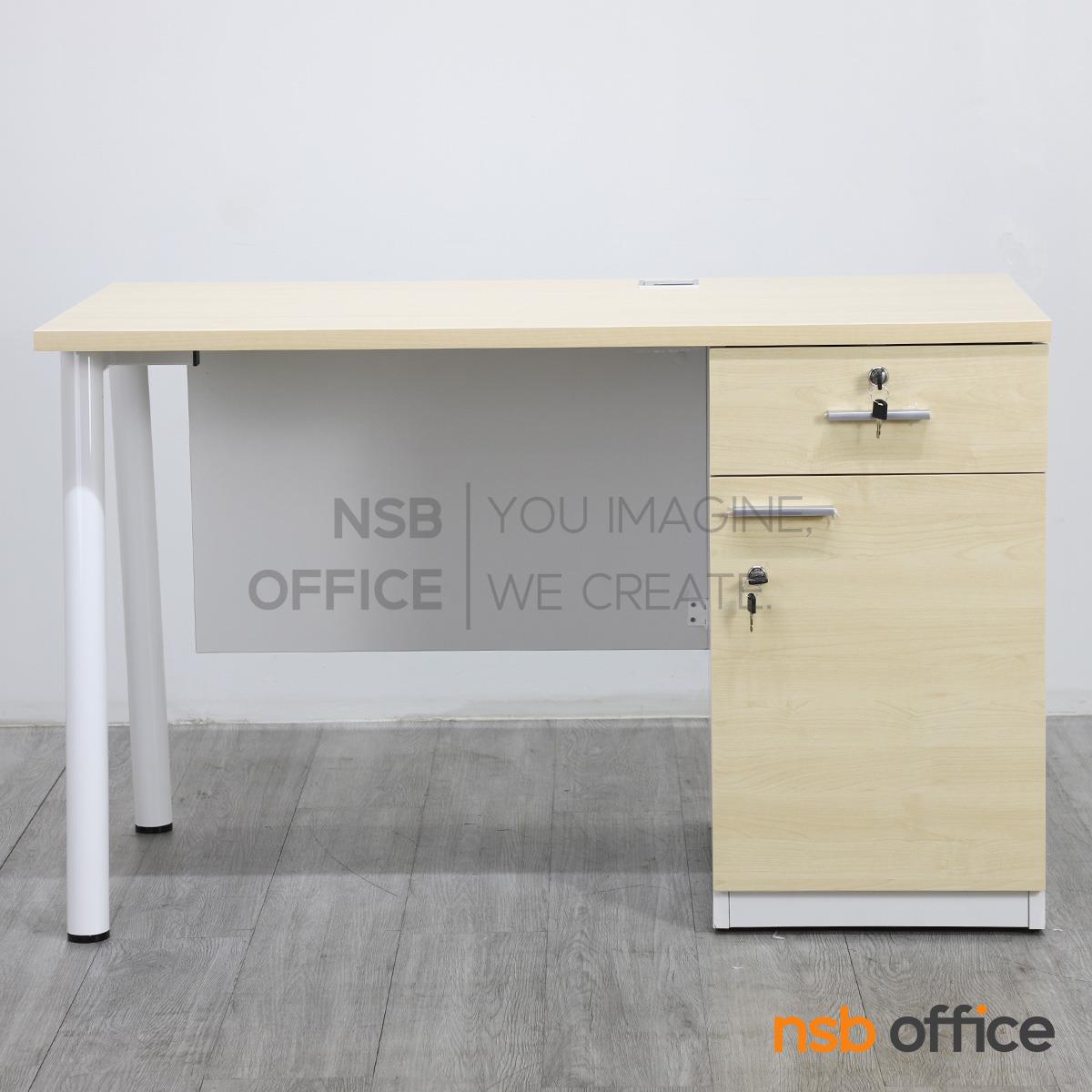 โต๊ะทำงาน 2 ลิ้นชัก รุ่น Jabassa (จาบัสซา) ขนาด 120W cm. บังตาไม้ ขาเหล็ก