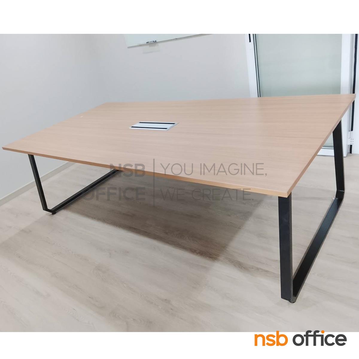 โต๊ะประชุมทรงสี่เหลี่ยม รุ่น Ogbono (อ็อกโบโน) ขนาด 240W cm.  พร้อมรางไฟแบบสองทาง รหัส A24A006-4