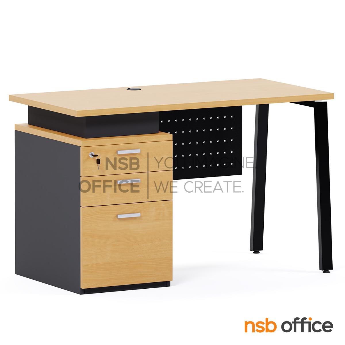 โต๊ะทำงานมีลิ้นชักข้าง รุ่น Vestro (เวสโทร) ขนาด 120W*60D cm. พร้อมบังตาเหล็ก ตัวเก็บสายไฟรุ่น A04A049 