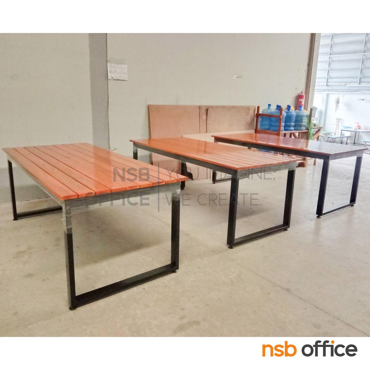 โต๊ะโรงอาหารไม้สักทองตีระแนง รุ่น TAXAS (เท็กซัส) ขนาด 200W cm. ขาโมเดิร์น