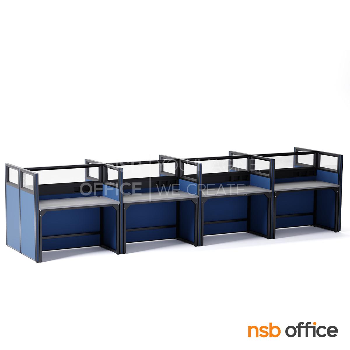 โต๊ะทำงานกลุ่ม รุ่น Noventia (โนเวนเทีย) 4, 6 และ 8 ที่นั่ง พร้อมพาร์ทิชั่นกระจกใส รางไฟตรงกลาง