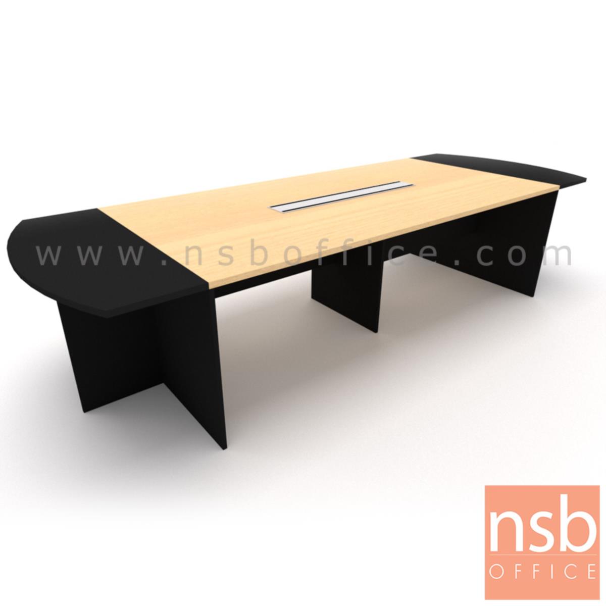 โต๊ะประชุมทรงเหลี่ยมหัวโค้ง ไม้ล้วน รุ่น Allisyn (อัลลิซิน) ขนาด 360W*120D cm. พร้อมป็อบอัพหน้าโต๊ะ