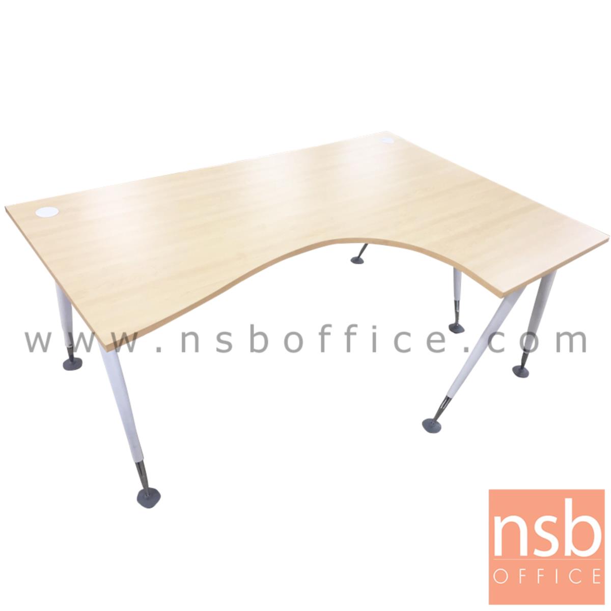 โต๊ะทำงานตัวแอลหน้าโค้งเว้า  รุ่น AS-RL1618 ขนาด 160W1 ,180W1*120W2 cm.  ขาเหล็ก
