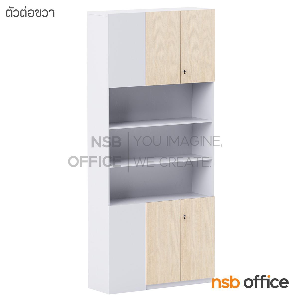 ตู้เอกสารเข้ามุม 4 บานเปิด 3 ช่องโล่ง รุ่น Opaline (โอปาลีน) ขนาด 120W*270H cm. เมลามีน