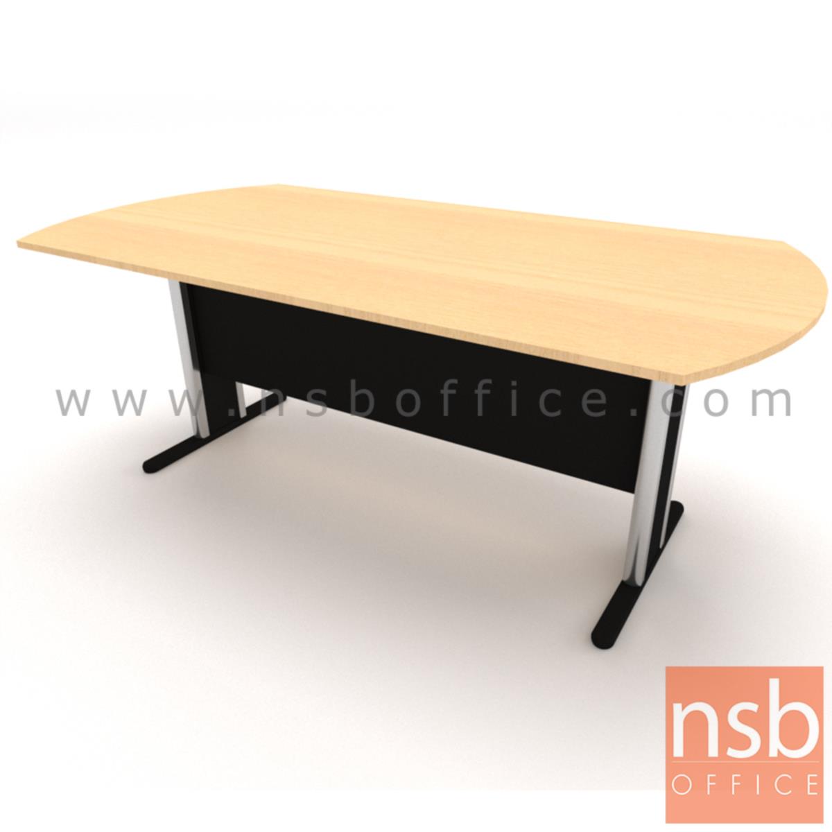 โต๊ะประชุมทรงเหลี่ยมหัวโค้ง  180W, 200W, 240W cm. ระบบคานไม้ ขาเหล็กตัวที
