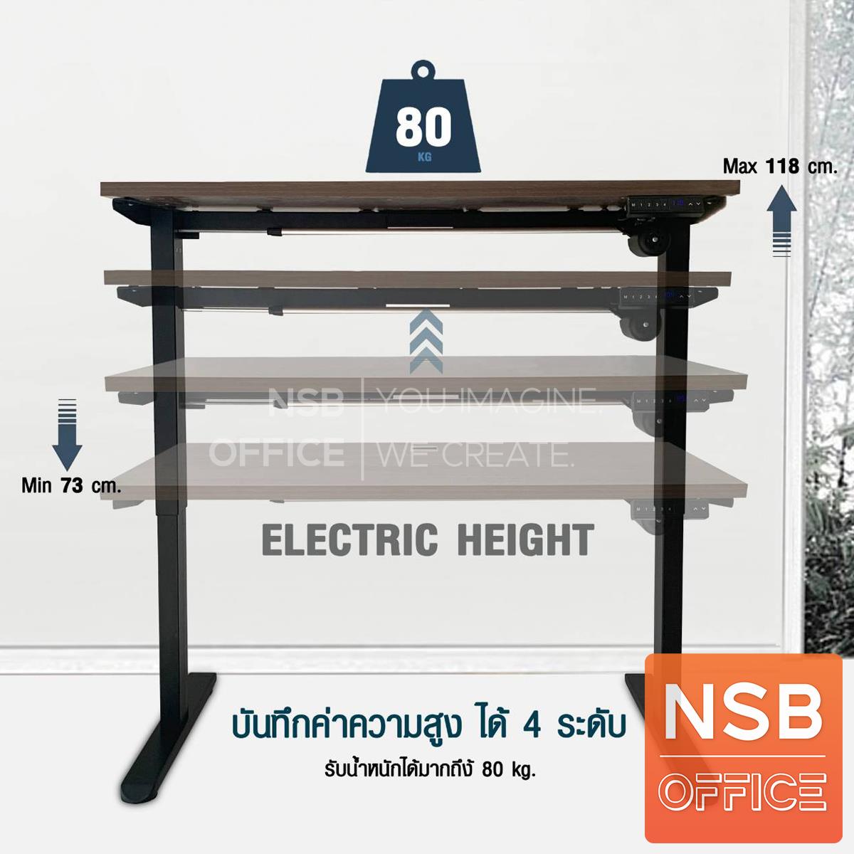 A44A008:โต๊ะทำงานปรับระดับไฟฟ้า รุ่น Bertha (เบอร์ธา) ขนาด 120W, 140W cm. หน้าท็อปไม้เมลามีน