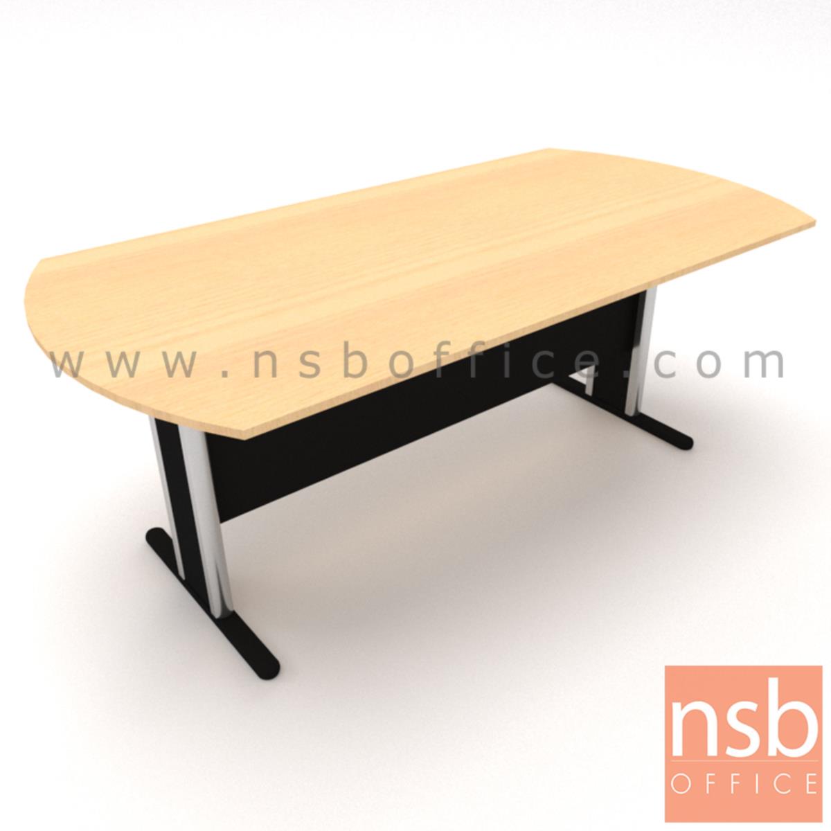 โต๊ะประชุมทรงเหลี่ยมหัวโค้ง  180W, 200W, 240W cm. ระบบคานไม้ ขาเหล็กตัวที