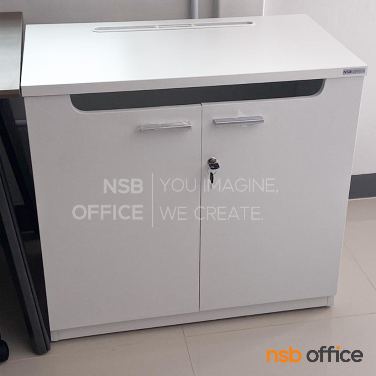 ตู้วางปริ้นเตอร์ บานเปิดเจาะช่องสอดกระดาษ Print station - F  สูงเสมอโต๊ะ 