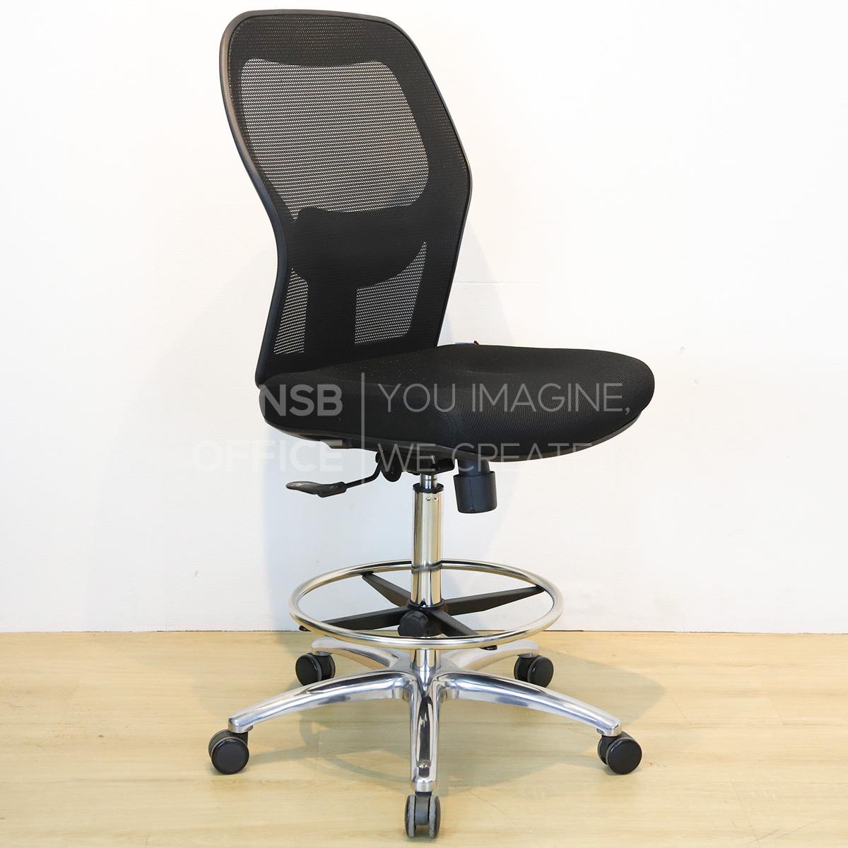 เก้าอี้บาร์หลังเน็ต ไม่มีเท้าแขน รุ่น Mimosa barlite  โช้คแก๊ส มีก้อนโยก 