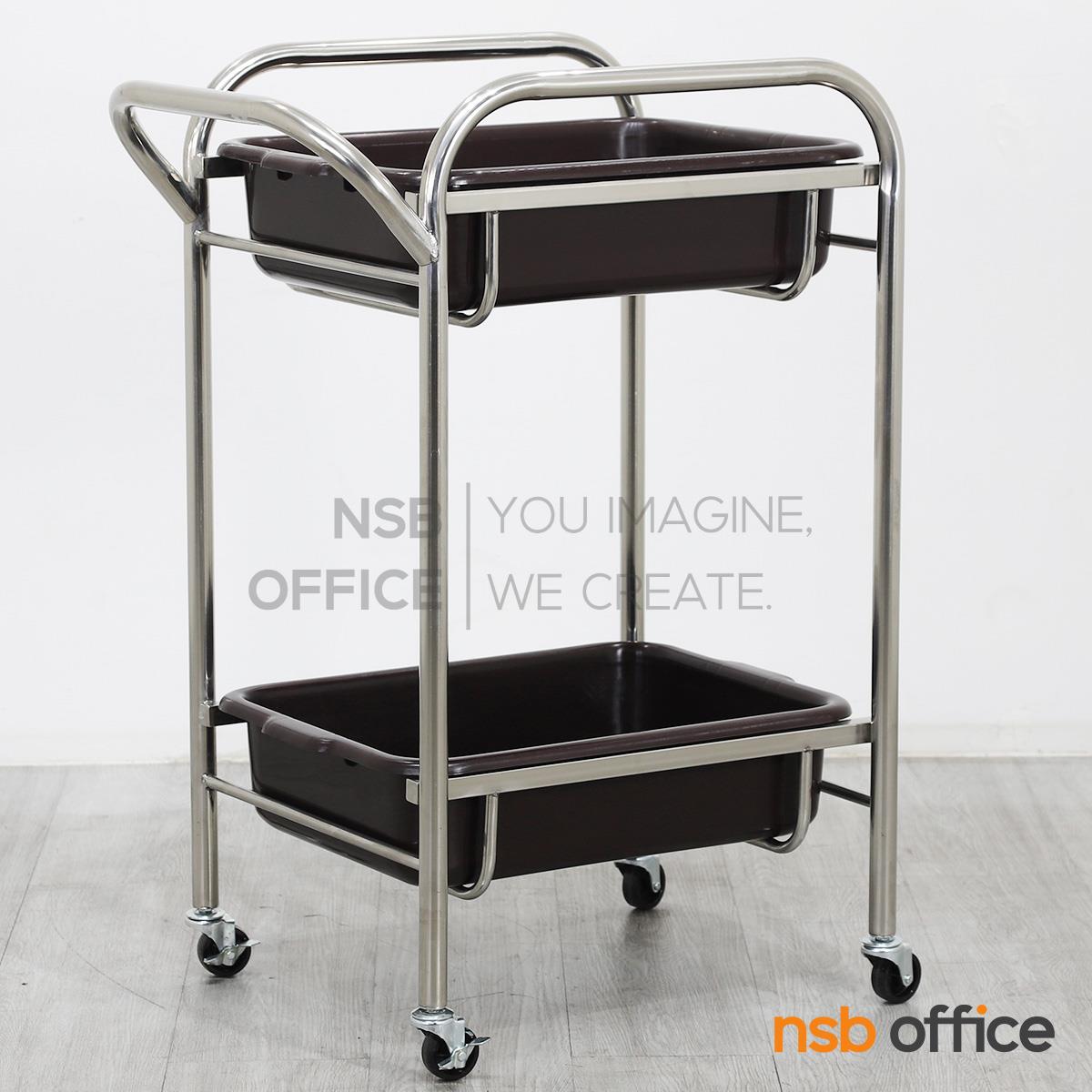 รถเข็นกระบะเก็บจาน 2 ชั้น รุ่น KJ-262  ล้อล็อกได้