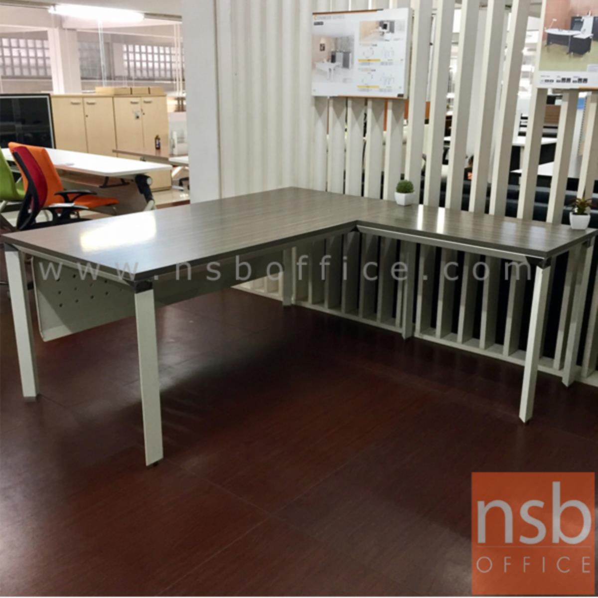 โต๊ะทำงานตัวแอล  รุ่น HB-EX2DR1818 ขนาด 180W1*180W2 cm. พร้อมบังโป้เหล็กรู ขาเหล็ก