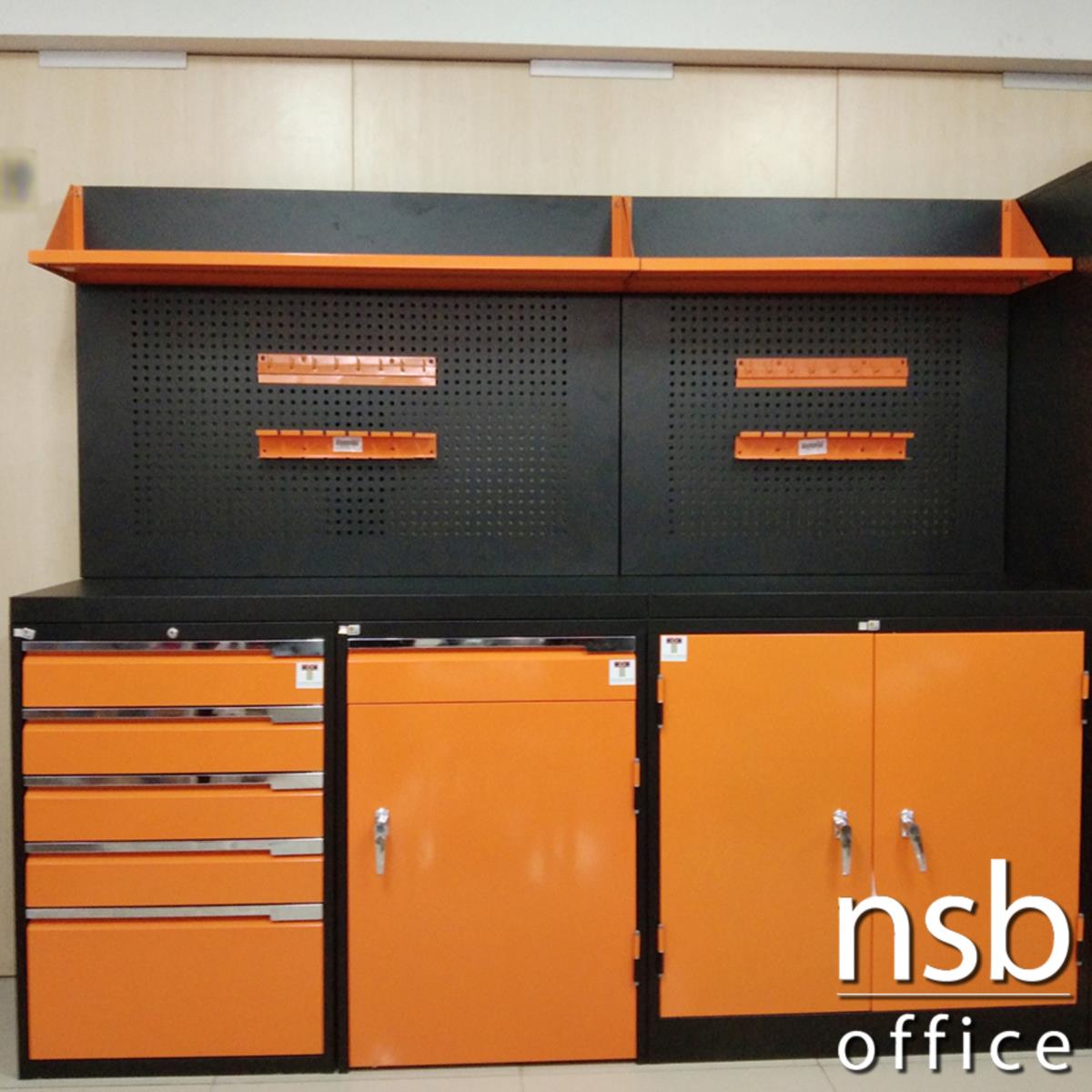  ชุดตู้เก็บเครื่องมือช่าง ขนาด 215W*49.7D*183H cm. พร้อมแผ่นท็อปแผ่นชั้นและอุปกรณ์เสริม