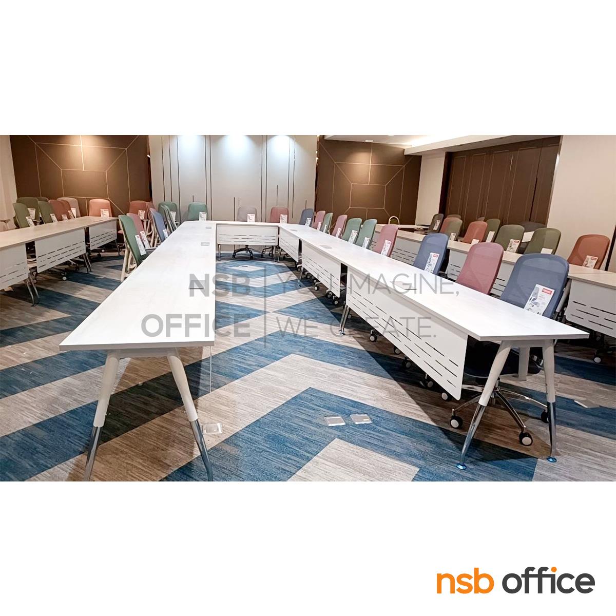 โต๊ะทำงาน  รุ่น Nester (เนสเตอร์)  บังตาเหล็ก ขาเหล็กวีคว่ำทำสีปลายเรียว