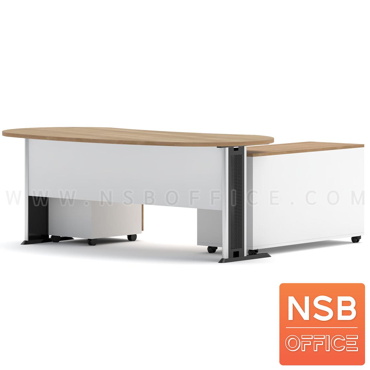 โต๊ะผู้บริหาร รุ่น Bersches (เบอร์เชส) ขนาด 200W cm. พร้อมตู้ข้างและลิ้นชักล้อเลื่อน