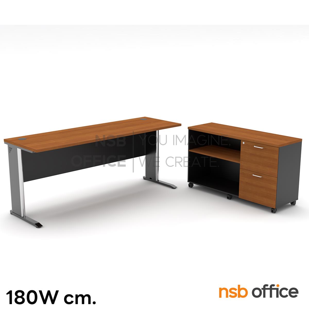 โต๊ะทำงาน รุ่น Dornez (โดเนซ) ขนาด 150W ,180W cm. พร้อมตู้ข้างล้อเลื่อน
