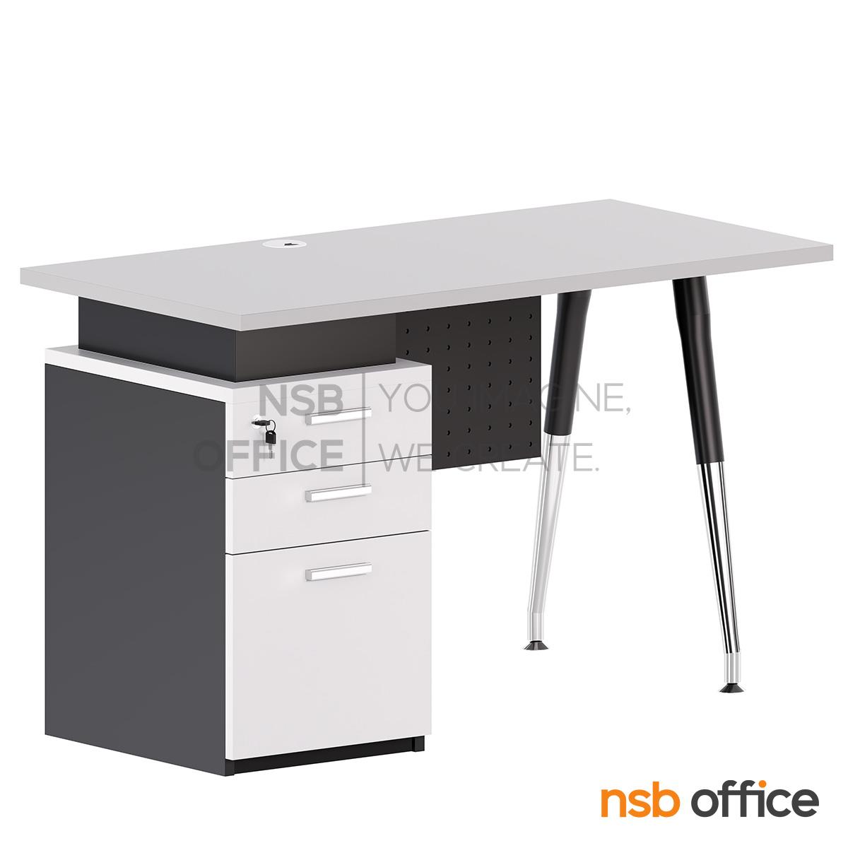 โต๊ะทำงานมีลิ้นชักข้าง รุ่น Keffi (เคฟฟี่) ขนาด 120W cm. พร้อมบังตาเหล็ก ตัวเก็บสายไฟรุ่น A04A049