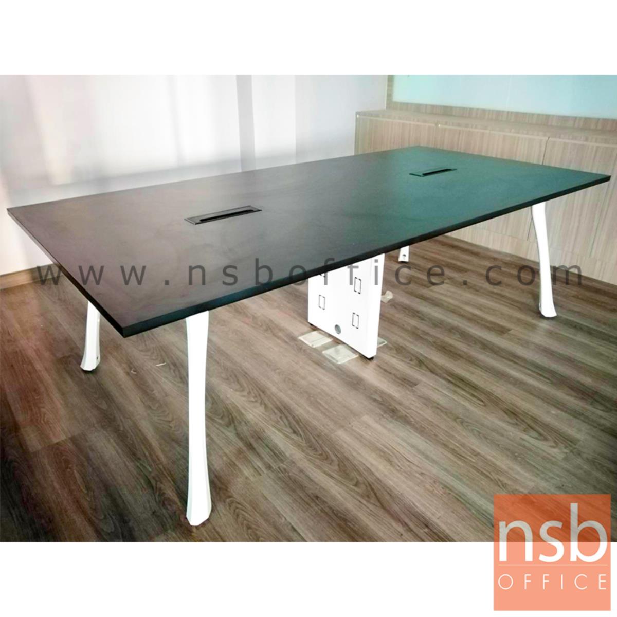 โต๊ะประชุมทรงสี่เหลี่ยม  รุ่น Kelland (เคลแลนด์) ขนาด 240W cm. ขาเหล็กสีขาว