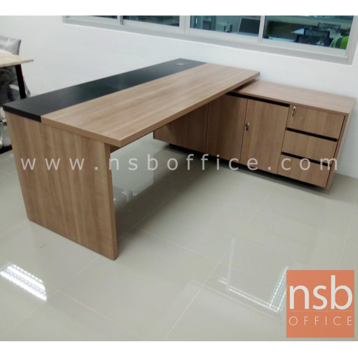 โต๊ะผู้บริหารตัวแอล  รุ่น MN-CLD ขนาด 180W cm. พร้อมตู้ข้าง 
