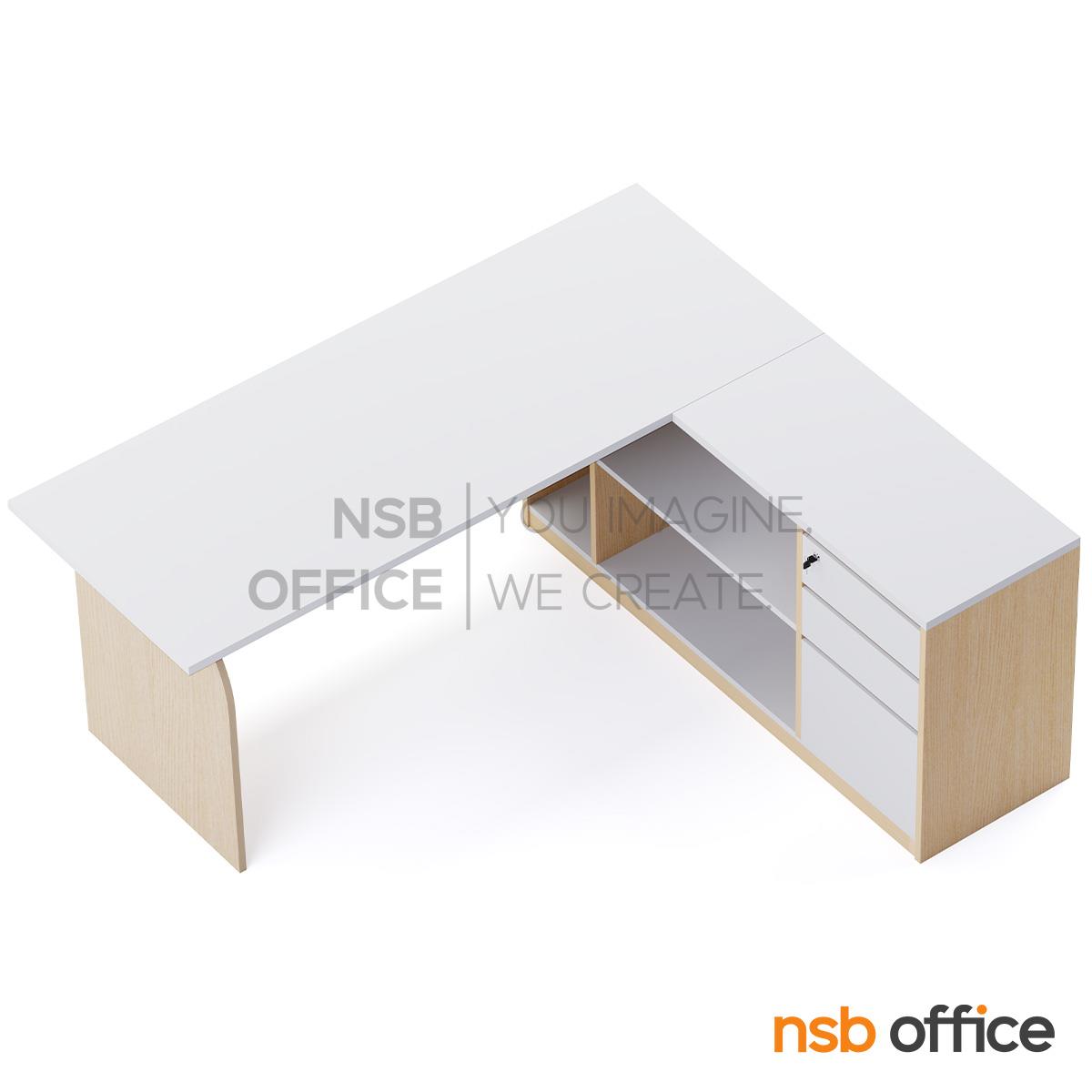 โต๊ะผู้บริหารตัวแอล รุ่น Forrestia (ฟอเรสเทีย) ขนาด 180W cm.  ขาไม้