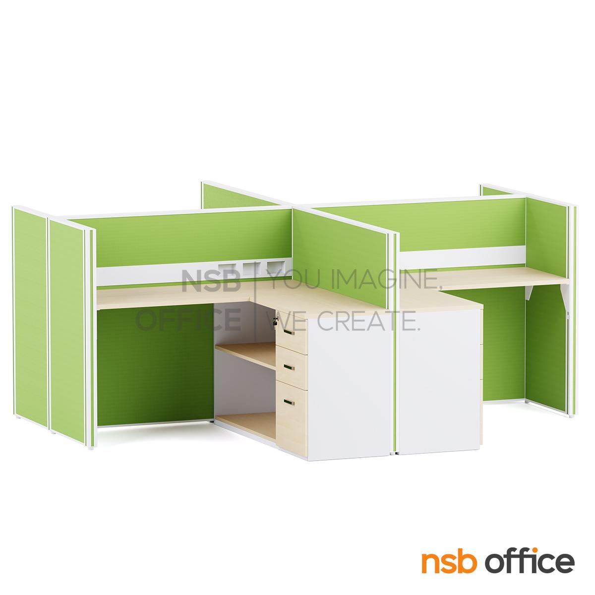 โต๊ะทำงานกลุ่มตัวแอล รุ่น Vanessa (วาเนสซ่า) 4, 6 และ 8 ที่นั่ง พร้อมพาร์ทิชั่นทึบ รางไฟตรงกลาง