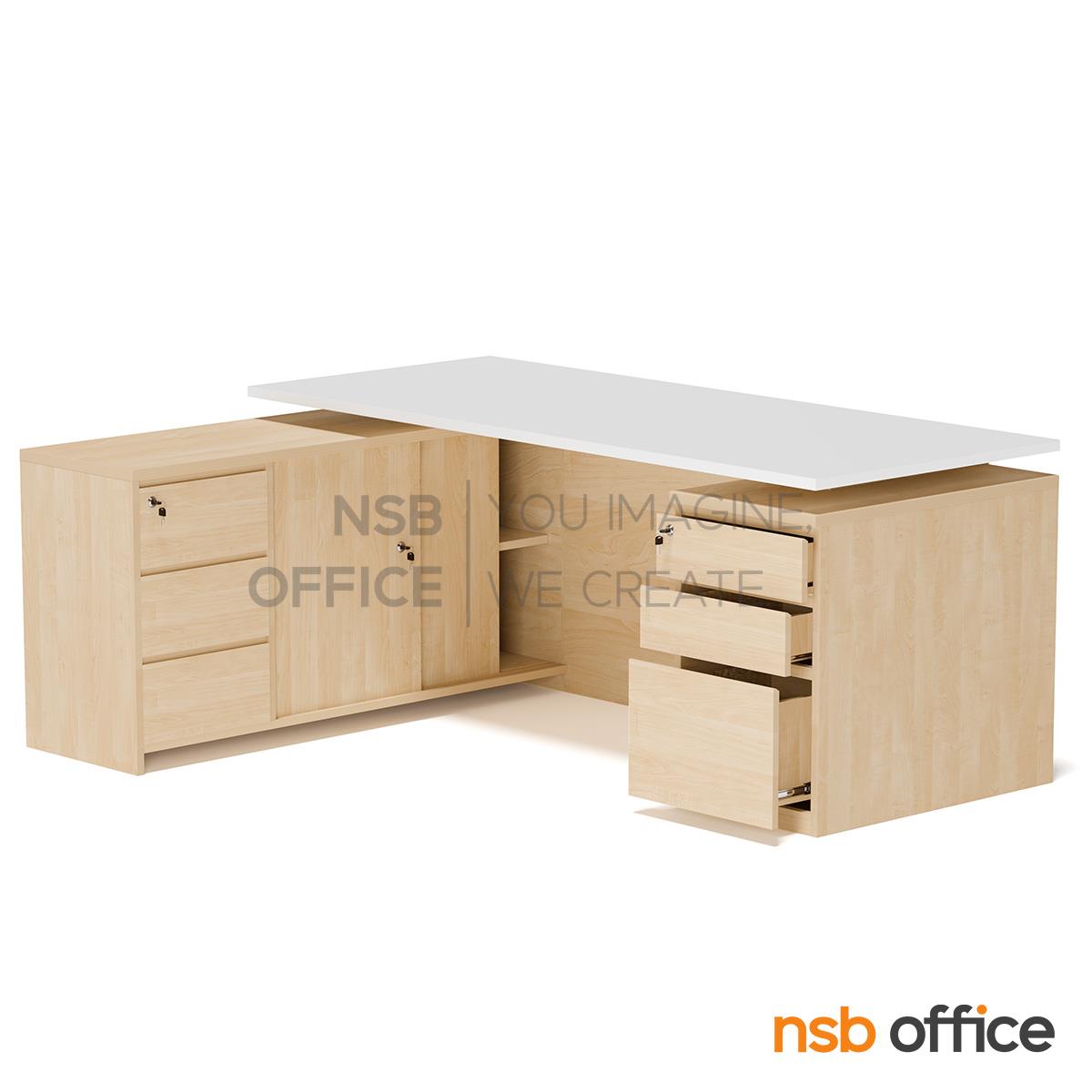 โต๊ะผู้บริหารตัวแอล รุ่น Navel (นาเวล) ขนาด 180W cm.  