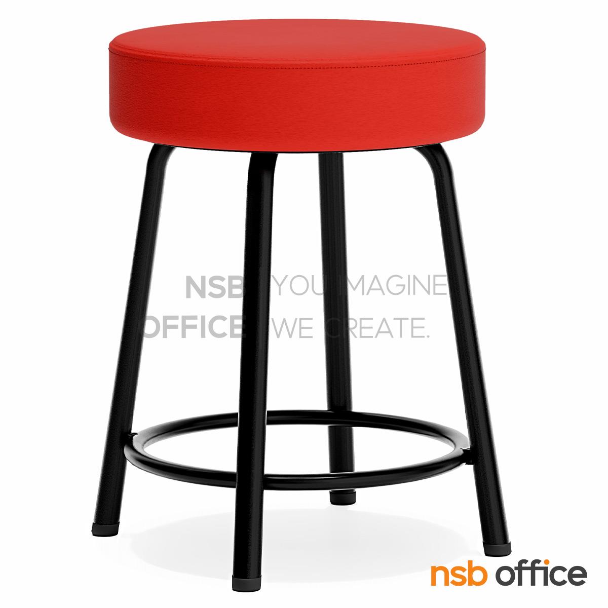 เก้าอี้สตูลกลมที่นั่งหุ้มหนังเทียม รุ่นเหล็กหนาพิเศษ ขนาด 36Di*45H cm. ขาเหล็ก 