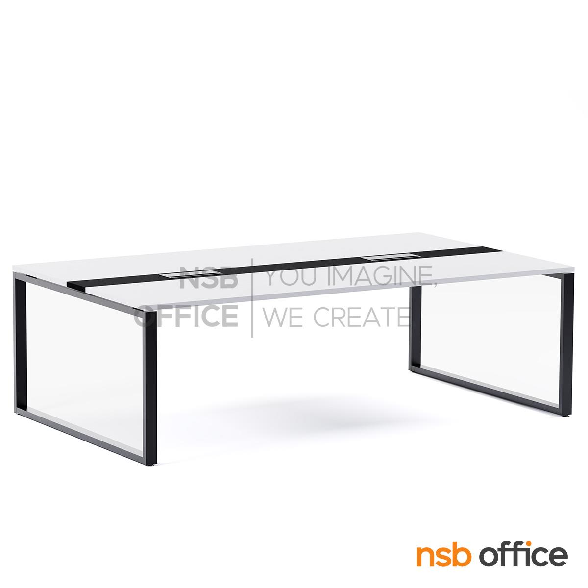 โต๊ะประชุมทรงสี่เหลี่ยม มีคาดกลาง รุ่น Xyren (ไซเรน) พร้อมป็อบอัพ รุ่น A24A047-2 ขาเหล็กเหลี่ยม