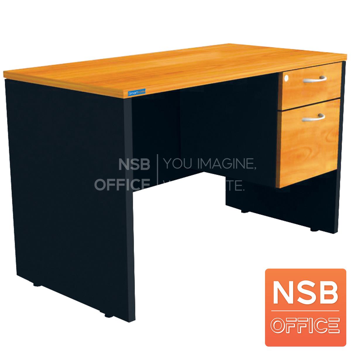 A12A089:โต๊ะทำงาน 2 ลิ้นชัก รุ่น Nilsson (นิลส์ซัน) ขนาด 120W*60D*75H cm. เมลามีน สีเชอร์รี่ดำ